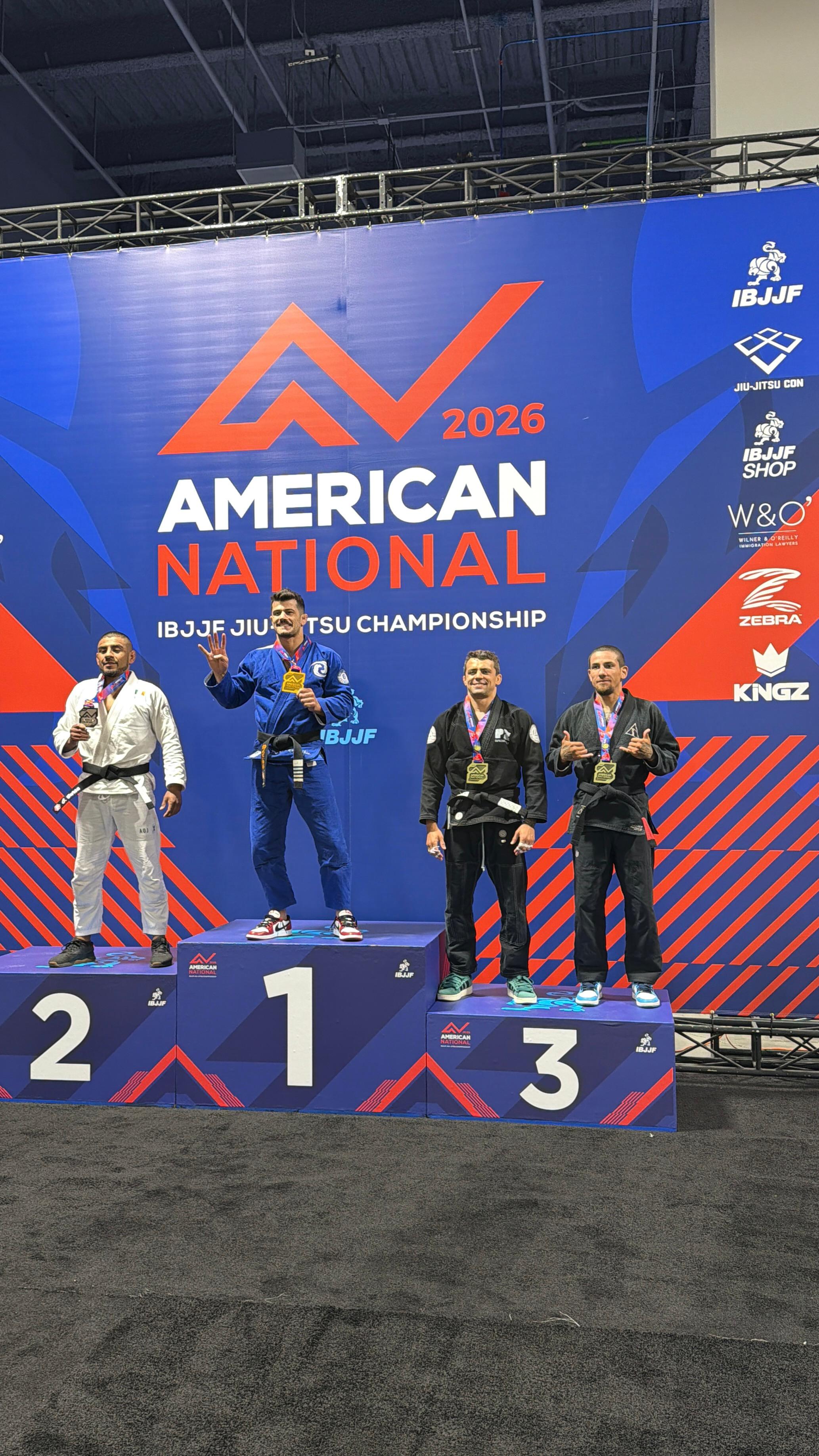 Gabriel Marangoni on the podium at the 2026 IBJJF American Nationals in Las Vegas