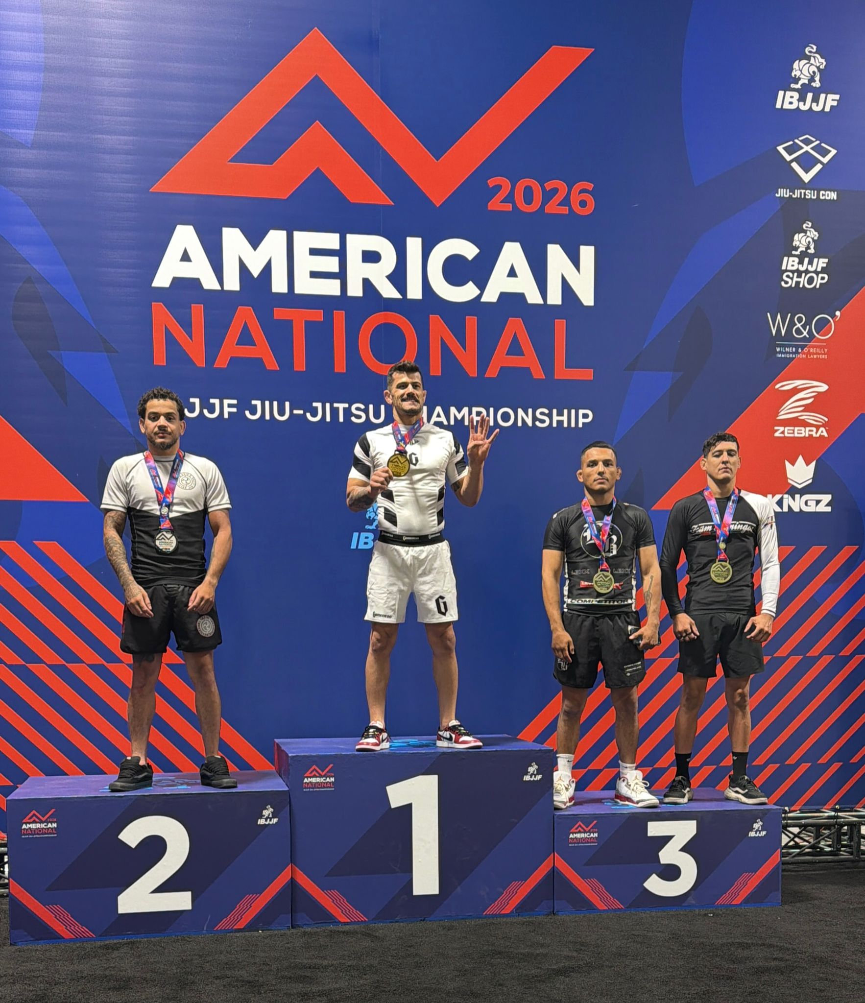 Gabriel Marangoni on top of the No-Gi podium at 2026 American Nationals